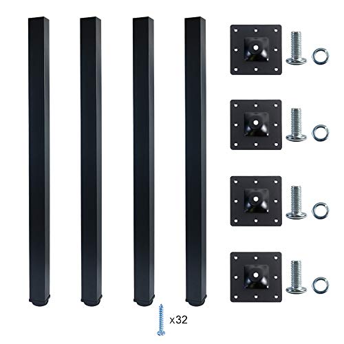 QLLY 32 inch Adjustable Metal Desk Legs, Square Office Table Furniture Leg, Set of 4 (32 inch) - Thumbnail 5