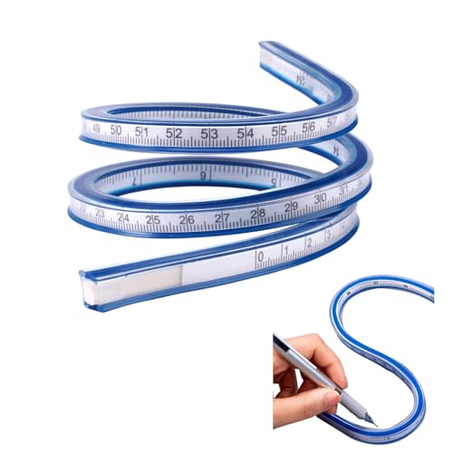 Flexibles Kurvenlineal 60cm Schneiderlineal Kurvenlineal Schneiderbedarf Flexibles Lineal Biegbar Kurvenschablone Nähen Profi Biegbares Weiches Lineal für Zimmerei Zeichnen Kleiderdesign Maß Werkzeug