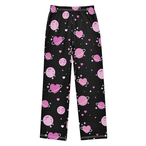 Boys' Pants Pink Planet Star Heart Long Bottoms Jogger Pants Elastic Waist Trousers with Pockets S-XL