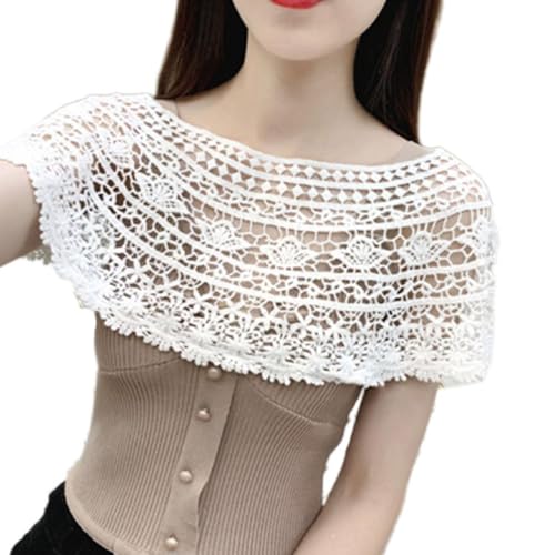 Lace Crochet Shawl For Women Crochet Cape See-Through Lace Cloaks Shawl Bridal Shawl Wrap Capelet Lace Cape Bridesmaid Croch