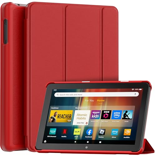 Smart Case with Soft PU Back Cover, Please Refer Emerald for Compatibility - deep-red