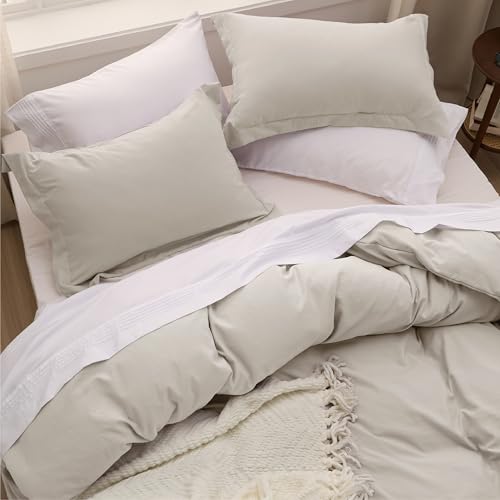 Image of Bedsure Oversized King Duvet Cover Only - Prewashed Cotton-Like Polyester Extra Soft All Season Bedding, Includes 1 Duvet Cover 120x98 Inches with Zipper Closure, Linen, Comforter Not Included
