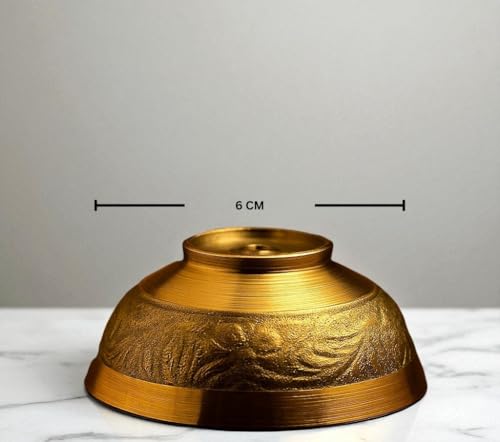 Image of NAVRANGINI Decorative Pure Brass Katori for Pooja, Festivals, Prasad & Desert, Small Multipurpose Prasadam Bowls for Pooja, Pooja Items Peetal Bowl, Pital Diya Roli Chawal Cups for Puja, Set of 4, 6cm