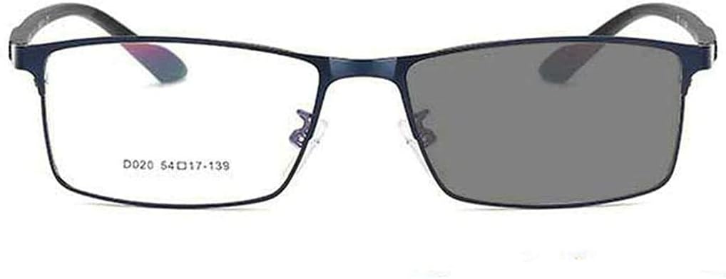 MINCL/Transition Sunglasses Photochromic myopia Eyeglasses Finished Men Square Computer Optical Glasses Frame (blue-1.0)