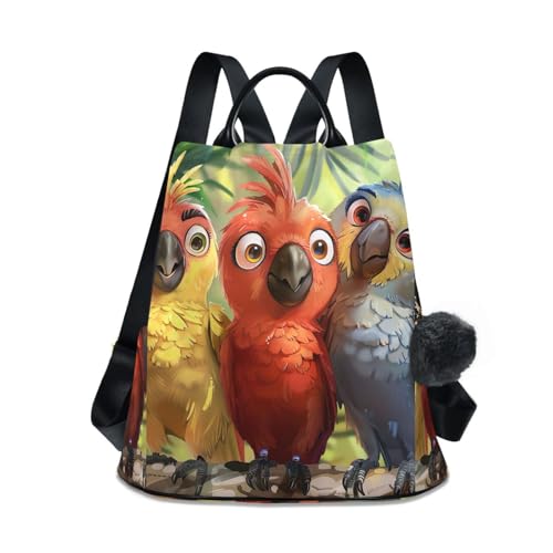 Mochila de loros para mujer con cremallera trasera antirrobo para viaje