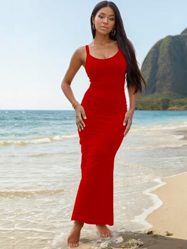 Image of Nimsruc Women Summer Long Dress Casual Slip Sexy Slim Sleeveless Bodycon Maxi Dresses for Women 2024