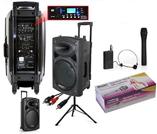 Ibiza Sound - Ibiza Port 15 Vhf Bt + Pied + Câble Pc + 2 Micros Sans Fil + 1 Micro Dj