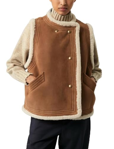 VAOYIU Women's Fleece Vest Casual Sleeveless Double Breasted Thicken Outwear Winter Sleeveless Sherpa Jackets