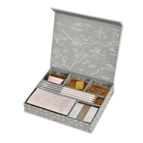Elbenwald Disney - Lot de 2 kits d'écriture Winnie l'ourson & Lilo et Stitch avec carnet, crayons, notes adhésives et plus encore pour l'école, le bureau ou...
