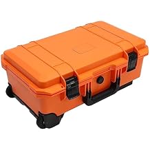 22" Protective Roller Camera Hard Case, Protective Camera Case with IP67 Water-prevent, Transport Roller Gear, Camera, Tools, Equipment Hard Case Orange