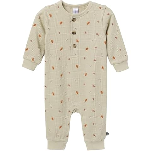 Modern Moments by Gerber Baby Boys' Long Sleeve Long Leg Slouch Romper, Light Green Leaves, 6-9 Months Cover