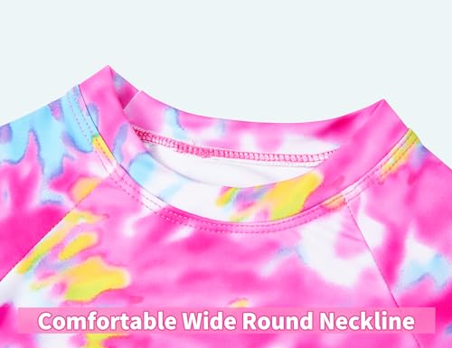 Girls 2 Piece Swimsuit Size 4-5T Long Sleeve Quick Dry Soft Swimwear Sets Pink Graffitis Bathing Suit with Shorts3