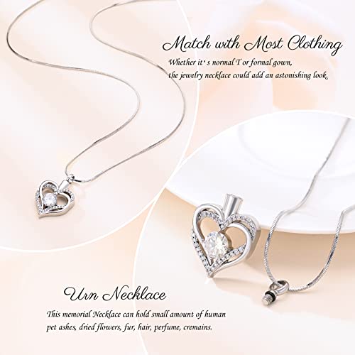 Minicremation Cremation Urn Necklace for Ashes Cremation Jewelry Heart Urn Necklace for Women Girls Birthstone Memorial Jewelry Pendant for Ashes for Human Pet - Image 4