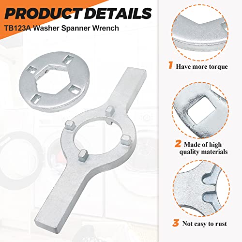 Beaquicy 【WRENCH UPGRADED】 TB123A Washer Spanner Wrench Fit for GE Whirlpool Washer - 1-11/16 Inch Washer Tub Nut Spanner Wrench Replaces TB123A TB123B ERTB123A AP6832671 AP4503397 - Image 2