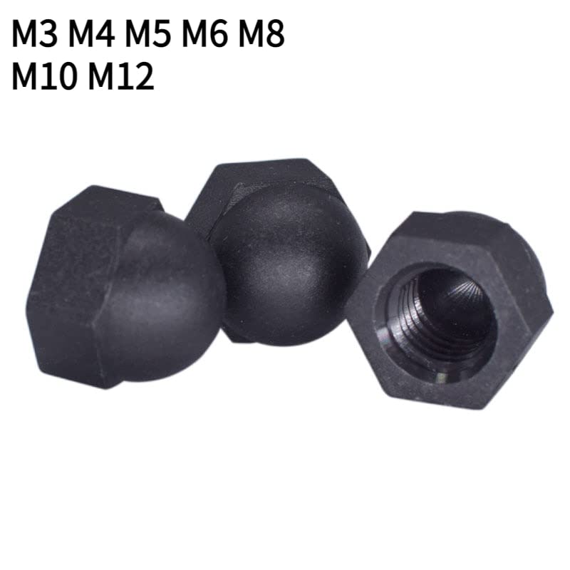 Tuercas hexagonales M3 M4 M5 M6 M8 M10 M12 Tuerca ciega de Nailon Tuerca de plástico Negra con Tuerca ciega Bola Decorativa Tornillo Tuerca de Nailon