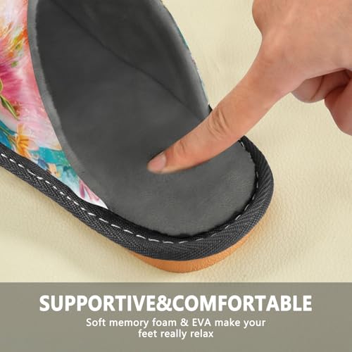 Slippers for Women Colorful Axolotl Flowers Artwork Soft Fuzzy Women's Slippers Indoor and Outdoor Shoes4