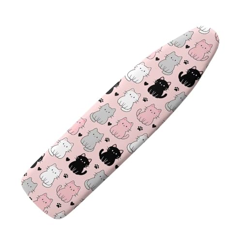 Darisoco Pink Black Cat Ironing Board Cover Standard Ironing Board Cover with Elastic Edge and Hook and Loop Fasteners Scorch and Stain Resistant Fabric
