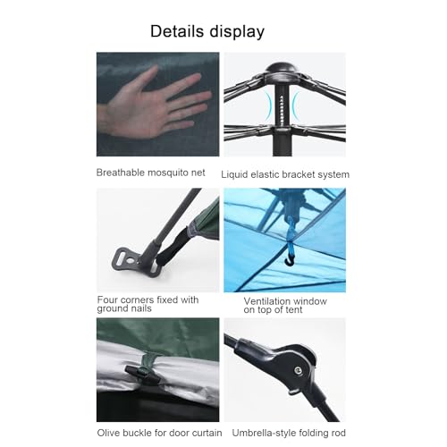 Carpa automática pop-up para camping 3-4 personas ligera y portátil miniatura 3