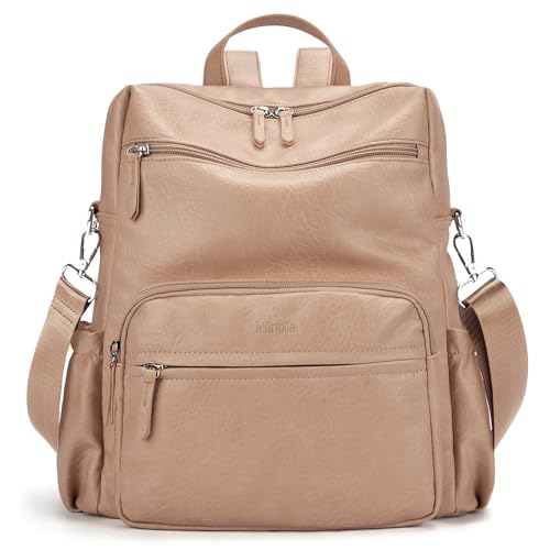 Marvolia Fashion Backpack for Women Soft Leather Backpack Purse for Ladies Shoulder Travel Daypacks Bags - Pink