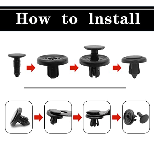 100Pcs Nylon Engine Under Cover Push-Type Retainer Clips Engine Splash Shield Fender Liner Trunk Lid Trim with Bonus Fastener Remover Compatible with Toyota Lexus 90467-07201