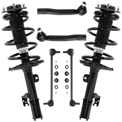 Image of Detroit Axle - FWD Front Strut with Coil Spring + Sway Bar Links Outer Tie Rods Replacement for 2011-2014 Toyota Sienna 3.5L
