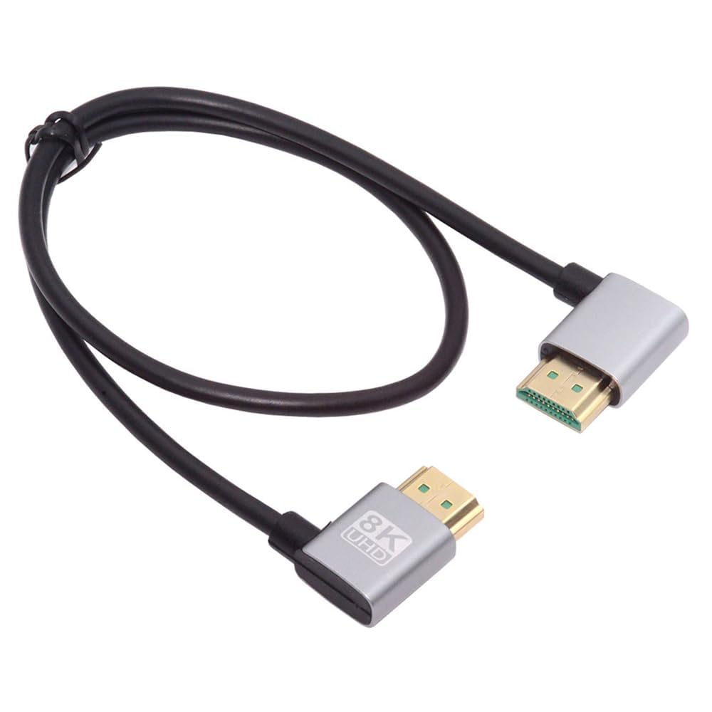 – X spring Hdtv Cable, Ultra Slim HDMI 2.1 Cable for 8K 60Hz 4K 120Hz, Dual 90 Degree Angled Connectors with Gold Plating, High Speed 48Gbps for Television Monitor PC Laptop Xbox PlayStation