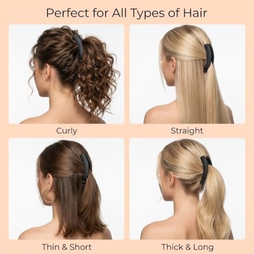 Image of Glaze Matte Finish Curved Hair Clips for Women & Girls Pack of 3 Hair Claw (large)