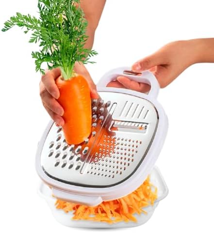 CHEFZOCO Kitchen Stainless Steel Grater, Grater with Reservoir, C...