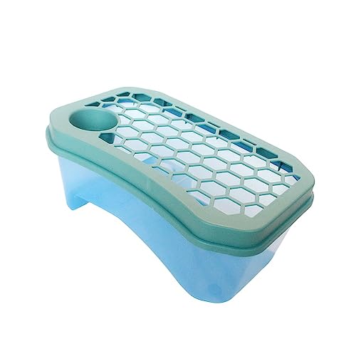 Mewfotreyカメ用水槽 大きい カメ 水槽 亀の水槽 亀 飼育ケース ボックス タートルタンク 日向ぼっこ台 ミドリガメ クサガメ スッポン 観察 排水孔 階段 エサ皿 (60ブルー蓋付き)