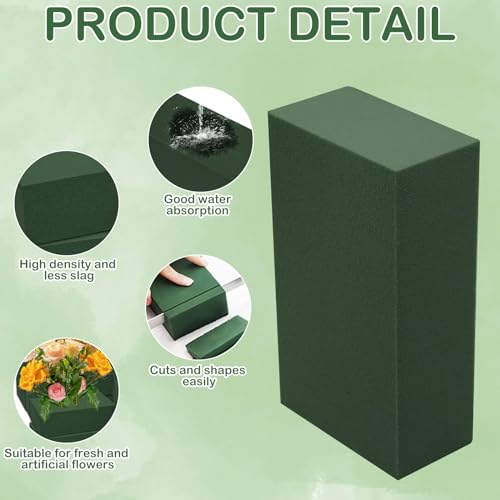 CANIPHA 30Pieces Floral Foam Blocks, Green Floral Foam for Flower Arrangements, Flower Foam Blocks Florist Foam Dry Foam Plant Foam Wet Foam for Artificial Flowers, (5.5 X 3.2 X 1.8 Inches) - Thumbnail 4