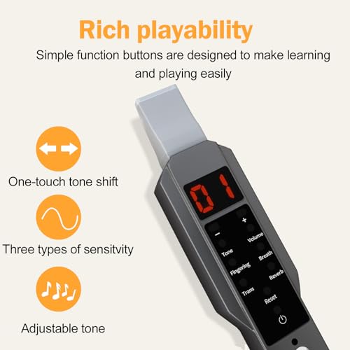 electric saxophone digital wind instrument set with midi connectivity 10 musical tones bluetooth midi and rechargeable battery - ideal for beginners and professionals ewi instrument