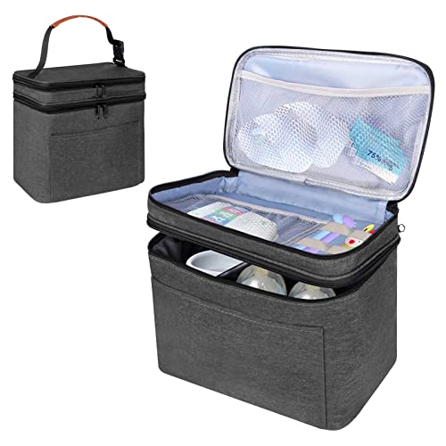 Image of Hamtery Portable Bottle Warmer Bag with Ice Pack, Compatible with Philips Avent/Dr Brown Bottle Warmer for Breastmilk, Small Cooler Bag Holds 4 Bottles Up to 9 Ounce