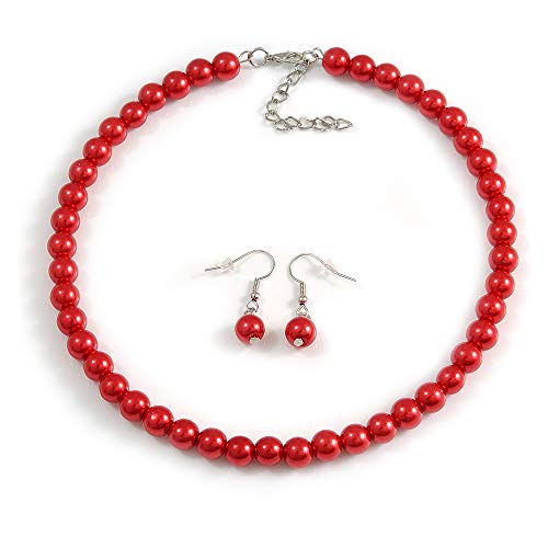 Collar de cristal rojo y pendientes de gota para invitada de boda y eventos de gala