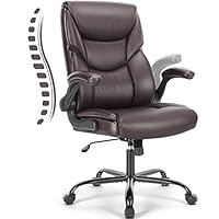 Executive Office Chair – Ergonomic Adjustable Computer Desk Chairs with High Back Flip-up Armrests, Swivel Task Chair with Lumbar Support, Bonded Leather