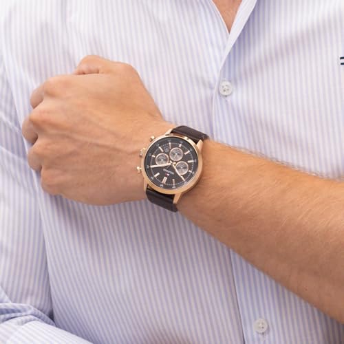 Image of Tommy Hilfiger Kent with Brown Dial Brown Leather Strap Watch for Men - TH1710752