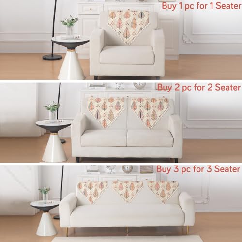 Image of HOKIPO Royal Kalamkari Quilted Sofa Backrest Cover Mat| 'Tassel Twigs' Series (IN-988-T2)