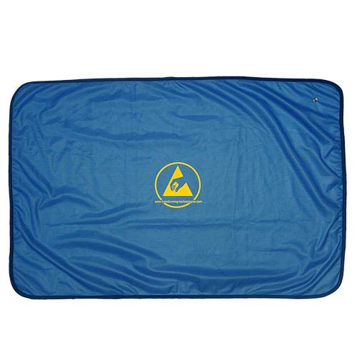 Image of ESD Safe Workstation Covers - Silk Screened ESD Symbol, Bound Edges and a 4 mm Grounding Snap, Blue - 48 inch x 36 inch