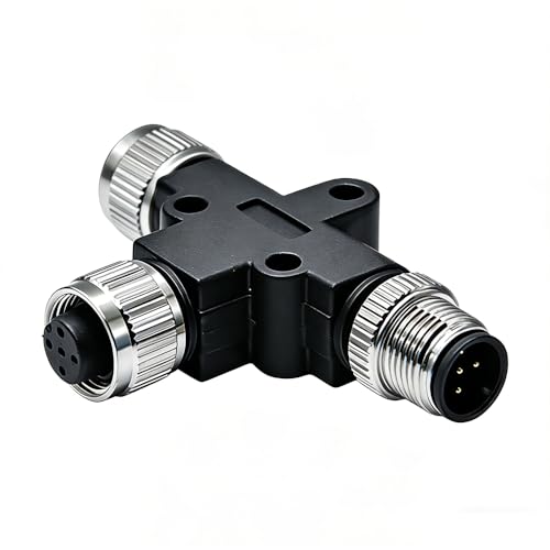 Connecteur M12 IP67 5 broches mâle femelle type T pour câblage industriel étanche