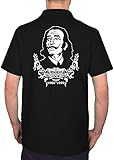  WIZUALS RIP R.I.P Salvador DALI Weiss in Memoriam Designer Cooles Fun Poloshirt Polo Shirt T-Shirt Größe 4XL schwarz