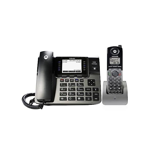 Motorola ml1250 4 line Corded/Cordless Phone System, 1 handset, Black/Silver