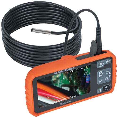 Klein Tools ET17 Utility Borescope with 5.5 mm 9.8-Foot Waterproof Gooseneck Snake, LEDs, 4.3-Inch LCD, Attachments, Endoscope Inspection Camera by KLEIN TOOLS - Used condition - US$94.83