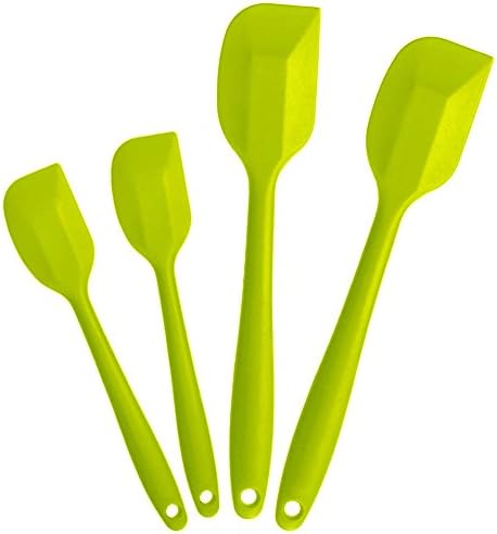 BonBon Heat Resistant 4pcs Silicone Spatula Scraper Kitchen Utensil Set 2 Large and 2 Small Spatulas - Dishwasher and Oven Safe Black (Green) by Bon Bon