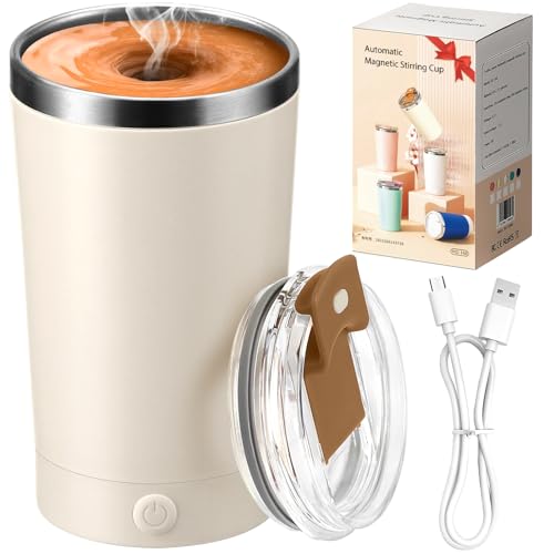 hatisan Self Stirring Coffee Mug With Lid Electric High Speed Self Stirring Mug 400ml Rechargeable...