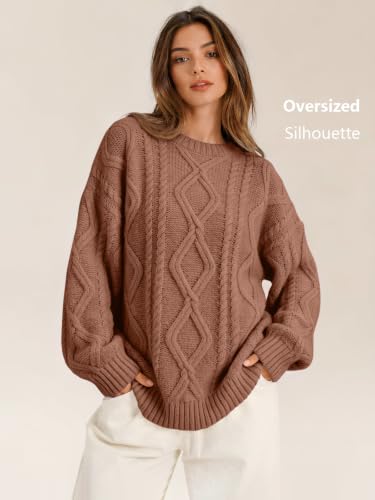 Image of Trendy Queen Women's Oversized Cable Knit Sweaters 2026 Fall Outfits | Quiet Luxury Style, Chunky Knit Texture, Winter Holiday Outfit, Easy Layering Piece, Fall Fashion Staple