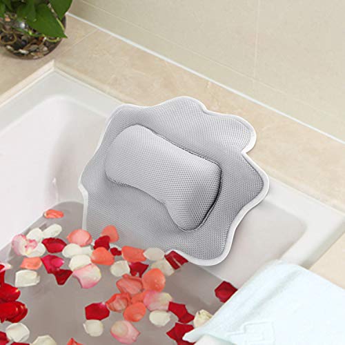 Fuloon Bath Pillow,5D Air Mesh Anti-mold Non-Slip Bathtub Pillow Cushion Provides Head,Neck