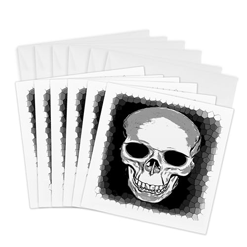 Cartes de vœux tête de mort au graphisme vectoriel soigné et fond géométrique 6x