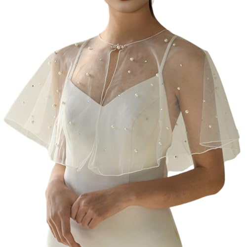 Sheer Shawls Bridal Pearl Shawls Wraps for Women Party Prom Wedding Fashion Capes Accessories for Women and Bride