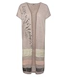 gerade geschnitten SOCCX Damen Lange Strickweste mit Buntem Used Print