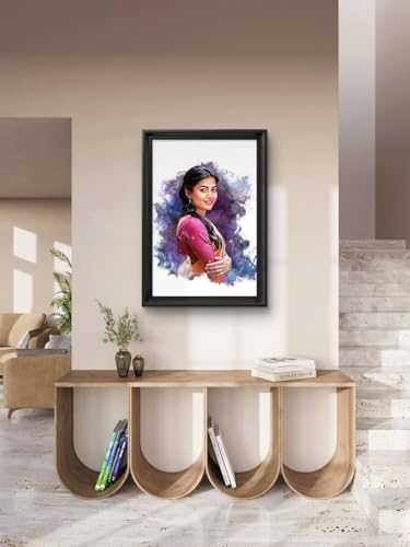 Image of Jadoun Customized Digital Oil Painting Photo Frame | Smock Style Personalized Portrait from Photo | Black Frame Wall Decor | Anniversary, Wedding, Birthday & Couple Gift | (12x8 Inch)