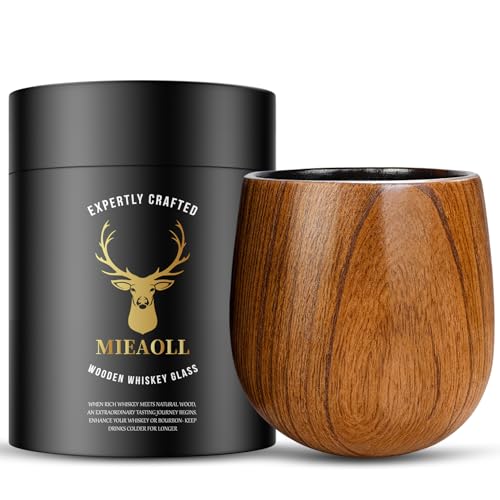 Image of Wooden Whiskey Glass Gifts For Men - Charred Wood Bourbon Whiskey Glasses, Perfect for Men Who Have Everything, Gift for Dad or Boyfriend on Father's Day, (1 Pack Large)